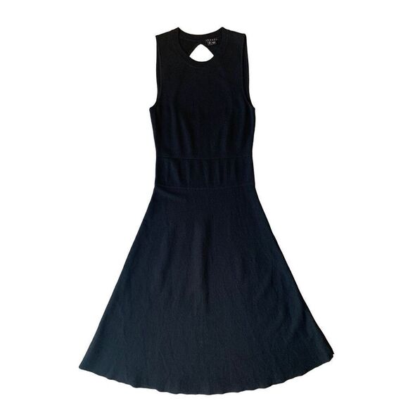 Theory Prosecco Maysen Knit A-Line Back Cutout Black Mini Dress - Picture 6 of 13